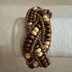 Handmade Gold Tan And Brown Woven Bracelet From South America